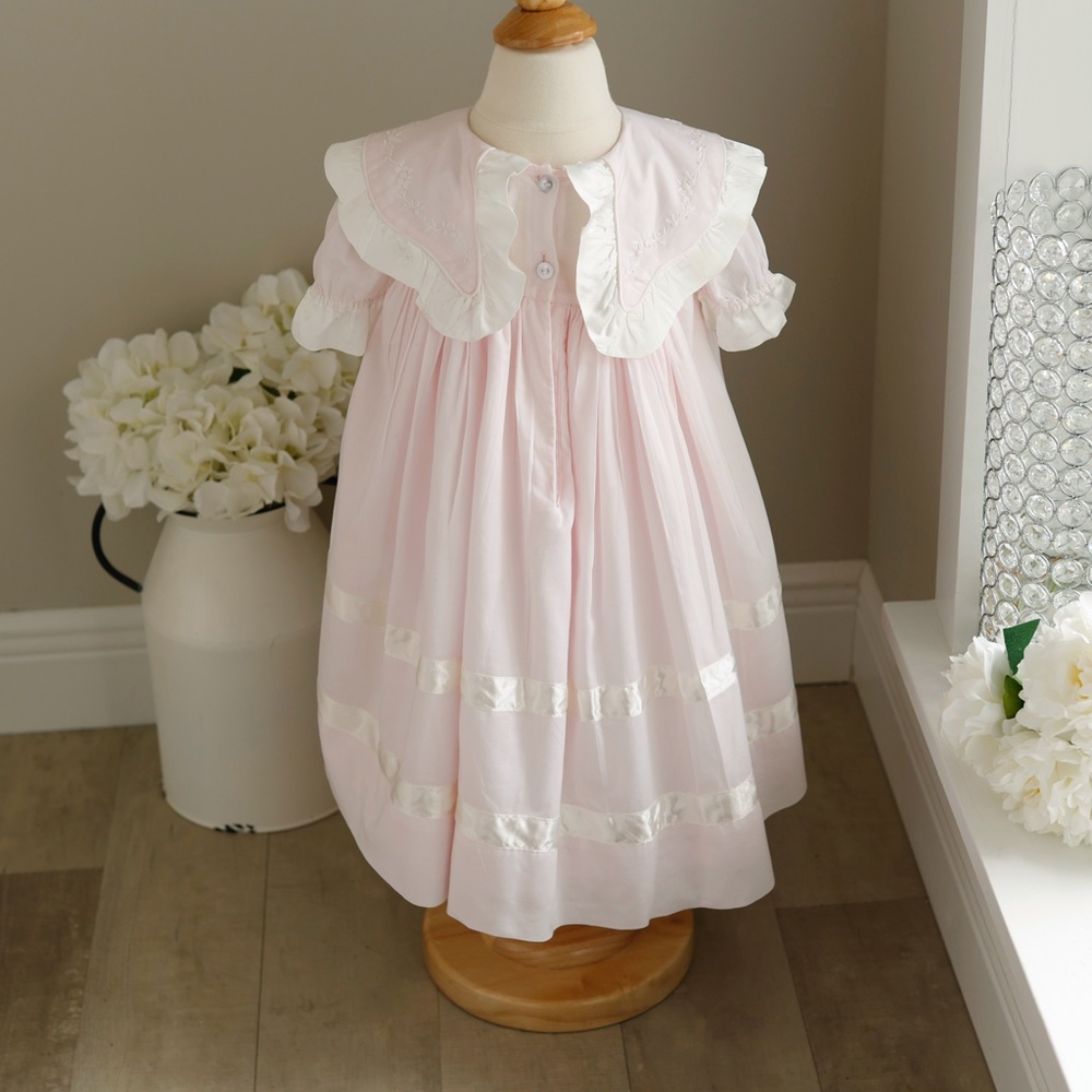 Strasburg Dress Heirloom Pink with White Trim Special Occasion Perfect RARE FIND - Picture 3 of 5